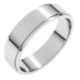10K White Gold 5 mm Stepped-Edge Flat Band Size 13
