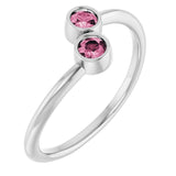14K White Gold Natural Pink Tourmaline Two-Stone Ring