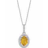 Sterling Silver Natural Citrine & .01 CTW Natural Diamond 18" Necklace