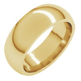 14K Yellow Gold 7 mm Comfort-Fit Half Round Band Size 10.5