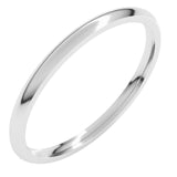 14K White Gold 1.5 mm Lightweight Comfort-Fit Half Round Band Size 5.5