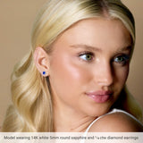 14K White Gold 4 mm Natural Mozambique Garnet & 1/10 CTW Natural Diamond Earrings