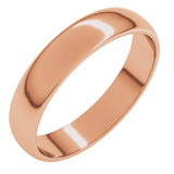 10K Rose Gold 4 mm Lightweight Half Round Band Size 4.5