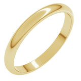 14K Yellow Gold 2.5 mm Half Round Band Size 8