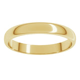 10K Yellow Gold 3 mm Lightweight Half Round Band Size 6.5