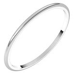 Platinum 1 mm Lightweight Half Round Band Size 6.5