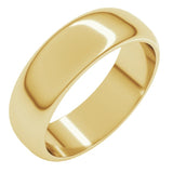 10K Yellow Gold 6 mm Half Round Band Size 13.5