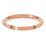 14K Rose Gold 2 mm Half Round Band Size 6.5