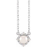 Sterling Silver Cultured White Freshwater Pearl & .04 CTW Natural Diamond Halo-Style 18" Necklace
