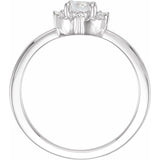 Sterling Silver Lab-Grown White Sapphire & .04 CTW Natural Diamond Halo-Style Ring