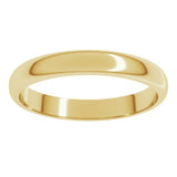 14K Yellow Gold 3 mm Half Round Band Size 16