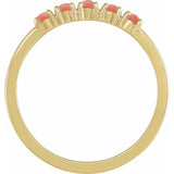 14K Yellow Gold Natural Pink Coral Cabochon Stackable Ring