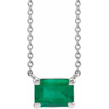 Sterling Silver Lab-Grown Emerald 18" Necklace