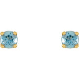 14K Yellow Gold Natural Blue Zircon Youth Earrings