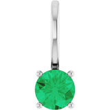 Sterling Silver Imitation Emerald Solitaire Charm/Pendant