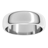 Platinum 6 mm Half Round Band Size 7