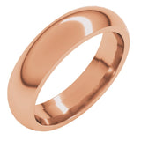 14K Rose Gold 4.5 mm Comfort-Fit Half Round Band Size 8.5