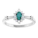 14K White Gold Lab-Grown Alexandrite & 1/6 CTW Natural Diamond Halo-Style Ring