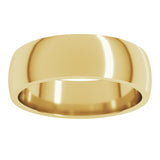 14K Yellow Gold 6 mm Lightweight Comfort-Fit Half Round Band Size 4.5