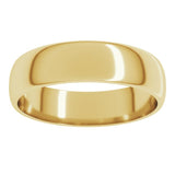 10K Yellow Gold 5 mm Lightweight Half Round Band Size 6.5