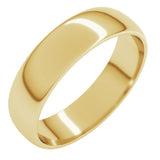 14K Yellow Gold 5 mm Lightweight Half Round Band Size 9.5