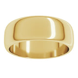 14K Yellow Gold 7 mm Half Round Band Size 8.5