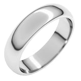 Platinum 5 mm Half Round Band Size 7.5