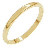 10K Yellow Gold 2 mm Lightweight Half Round Band Size 6