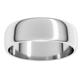 14K White Gold 6 mm Lightweight Half Round Band Size 8.5