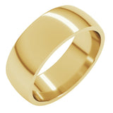 18K Yellow Gold 7 mm Lightweight Comfort-Fit Half Round Band Size 7