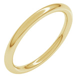 14K Yellow Gold 2 mm Comfort-Fit Full Round Band Size 7.5