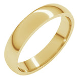 14K Yellow Gold 4 mm Lightweight Comfort-Fit Half Round Band Size 13