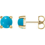 14K Yellow Gold 6 mm Natural Turquoise Cabochon Earrings