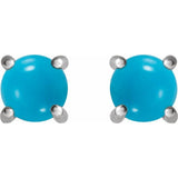 14K White Gold 6 mm Natural Turquoise Cabochon Earrings