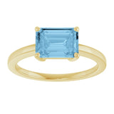 14K Yellow Gold Natural Sky Blue Topaz Ring