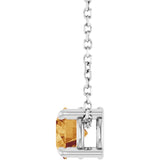 14K White Gold 5.5 mm Natural Citrine 16-18" Necklace