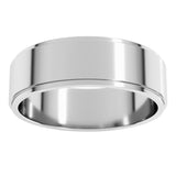 14K White Gold 6 mm Stepped-Edge Flat Band Size 8