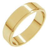 14K Yellow Gold 5 mm Stepped-Edge Flat Band Size 8
