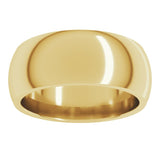 14K Yellow Gold 8 mm Comfort-Fit Half Round Band Size 11