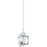 14K White Gold 3/4 CT Lab-Grown Diamond Solitaire 18" Necklace