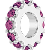 Sterling Silver Natural Pink Tourmaline Spacer Charm/Pendant