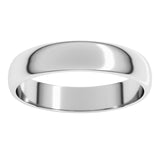 14K White Gold 4 mm Lightweight Half Round Band Size 12.5