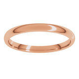 14K Rose Gold 2 mm Lightweight Comfort-Fit Half Round Band Size 6