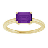 14K Yellow Gold Natural Amethyst Solitaire Ring