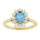 14K Yellow Gold Natural Sky Blue Topaz  & 1/3 CTW Lab-Grown Diamond Ring