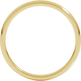 10K Yellow Gold 2 mm Lightweight Comfort-Fit Half Round Band Size 5