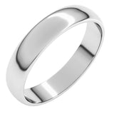 10K White Gold 4 mm Lightweight Half Round Band Size 9.5