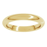 14K Yellow Gold 3 mm Comfort-Fit Half Round Band Size 10.5
