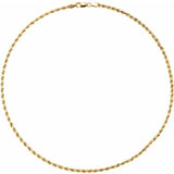 14K Yellow Gold 3 mm Rope 16" Chain