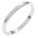 Sterling Silver 2 mm Half Round Band Size 8